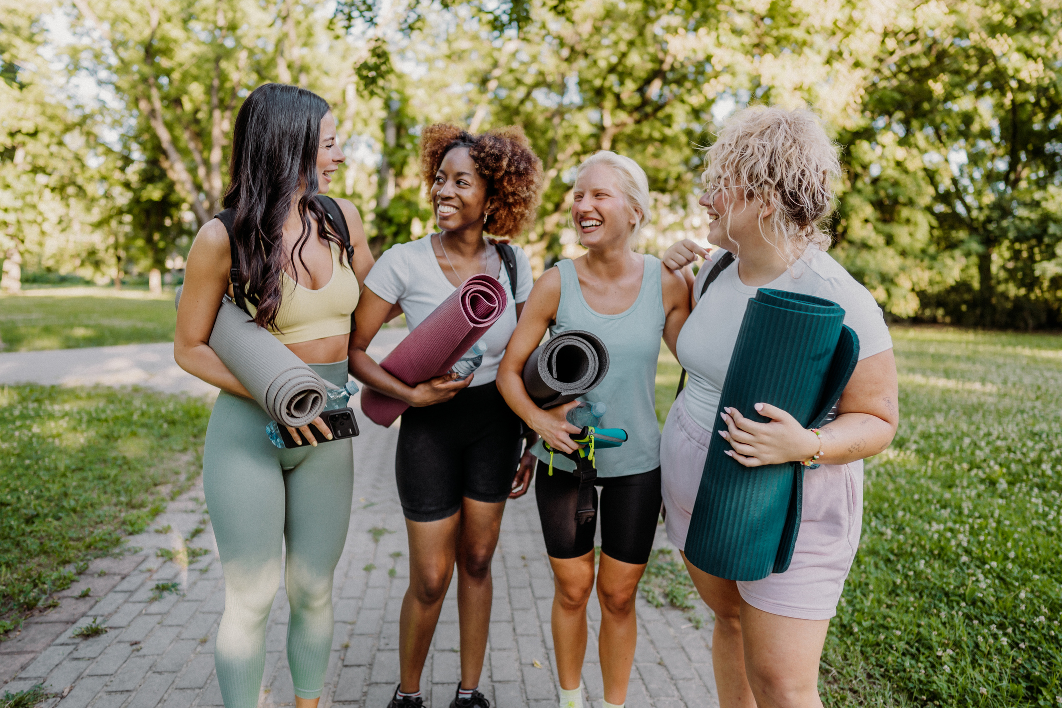 Friends meeting for yoga