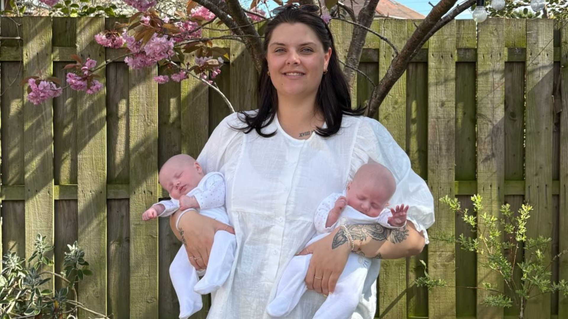 Holly Firth and twin daughters