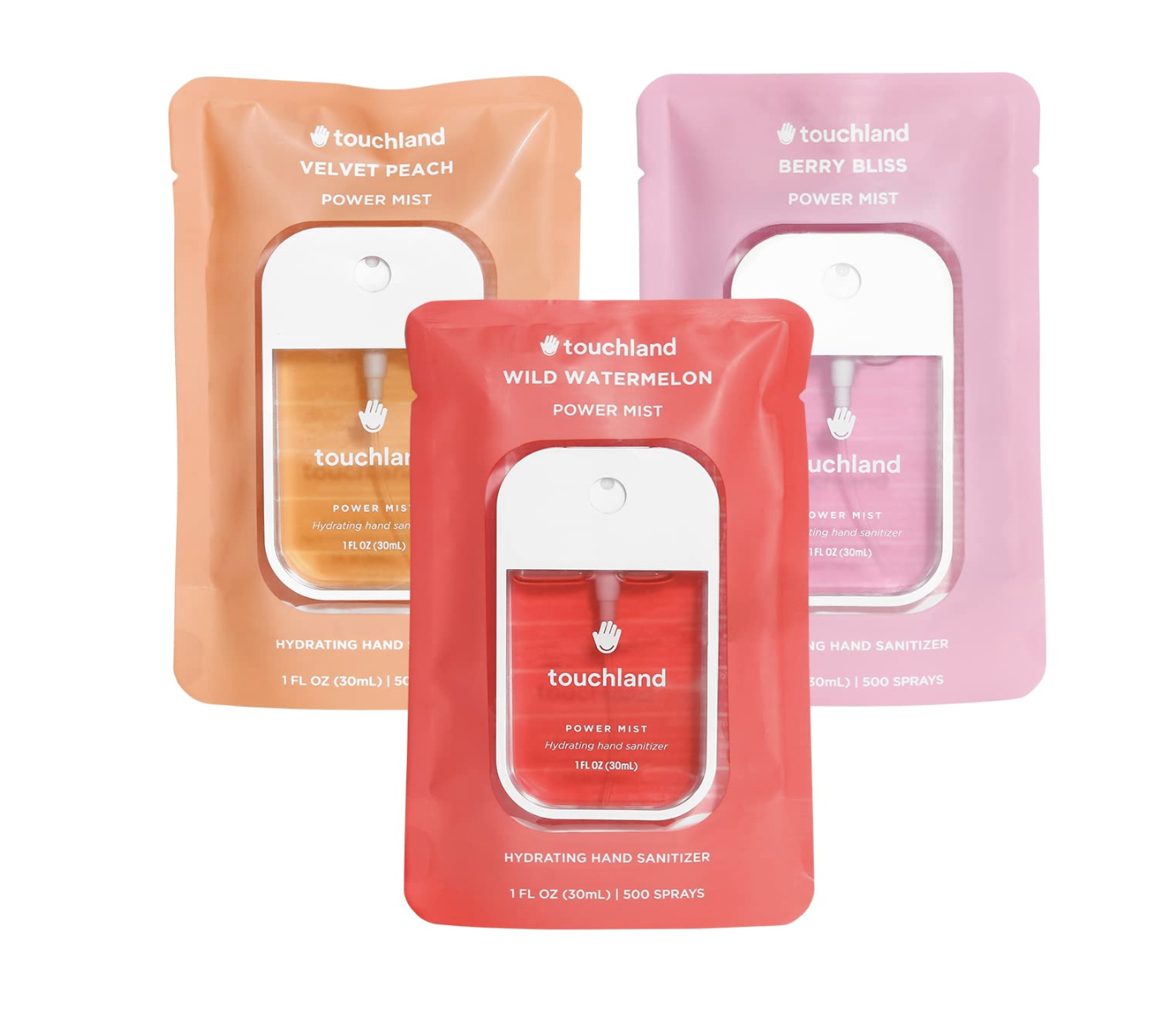 Click to see full view Ask Rufus Do scents linger after use? Are they skin-friendly and non-irritating? Are they effective against germs and viruses? Ask something else Touchland Power Mist Hydrating Hand Sanitizer Spray, Juicy Trio Set